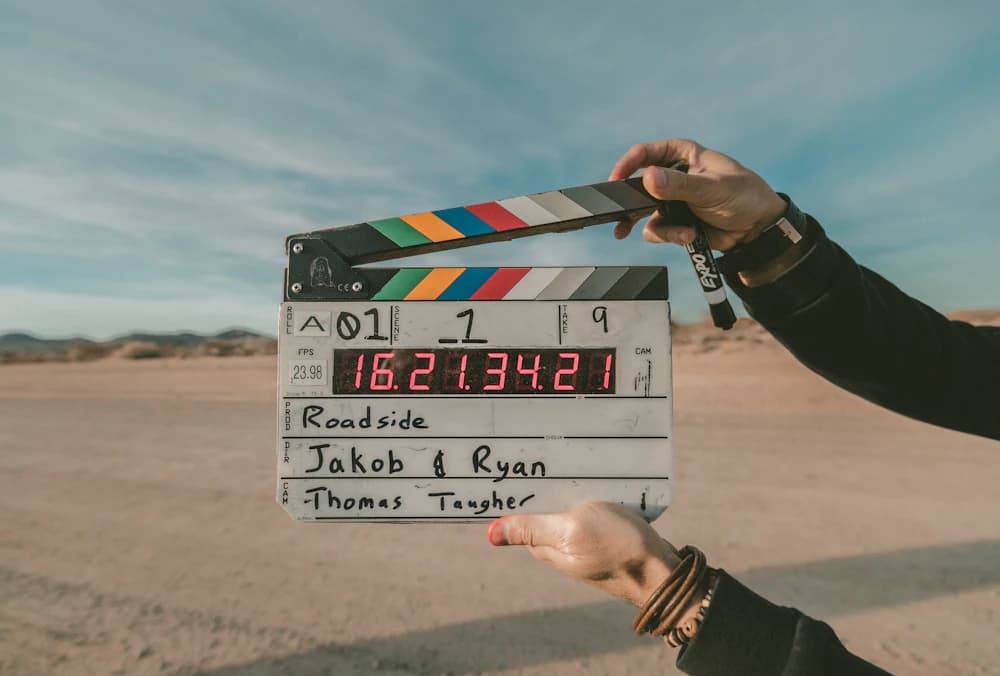 A clapperboard ready for a film production